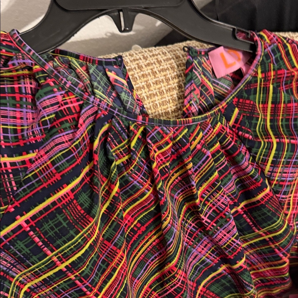 Vibrant Multicolor Plaid Kids Blouse